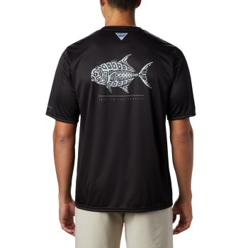 Columbia PFG Terminal Tackle Tribal Fish Short Sleeve, Camiseta Negros Para Hombre | 458190-SPC